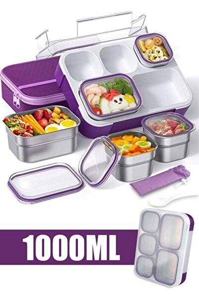 Generic Lunch Box for School 1000ml Stainless Steel Leak-Proof Lunch Box 5 Gr...
