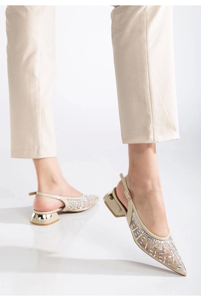 STILVANA Piyar bej stoned high heeled shoes