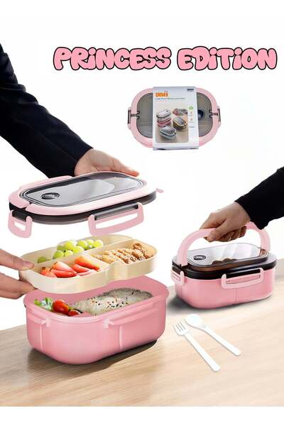 Generic Princess Edition - YAH Leak-Proof Bento Lunch Box - 2 Layers and 6 Co...