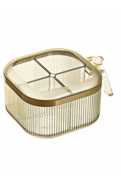 Generic 4 Compartments Seasoning Box With Lid,Clear Seasoning Storage Box Con...