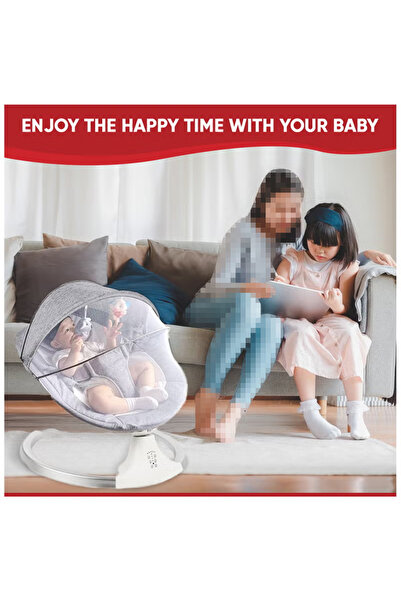 Cady One Electric Baby Rocking Chair Bluetooth Music Remote Control Mosquito Net and 5 Adjustable Speeds