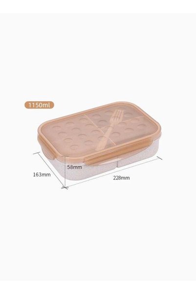 Generic Student Lunch Box With Fork, Microwaveable Lunch Box - Apricot Yellow