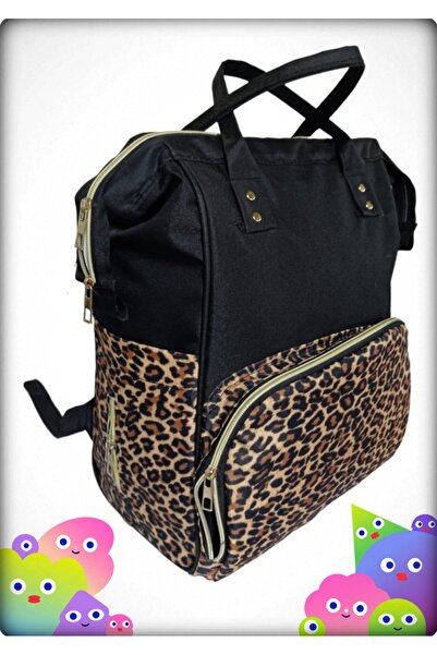 tıfıl Leopard Patterned Waterproof Stain-Proof Erasable Fabric Mother Baby Bag