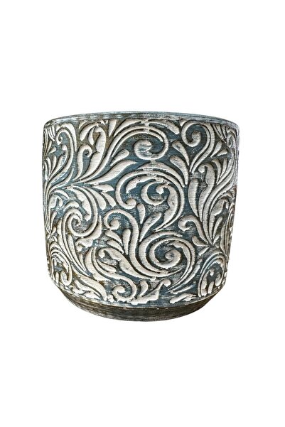 BİTKİ TASARIMI Bitki Tasarımı Ev dekorasyon Mavi Eskitme Çiçek Desen Beton Sa...