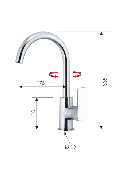 remer Rubinetterie Infinity Kitchen I72 kitchen sink faucet, high and swivel spout,ceramic cartridge