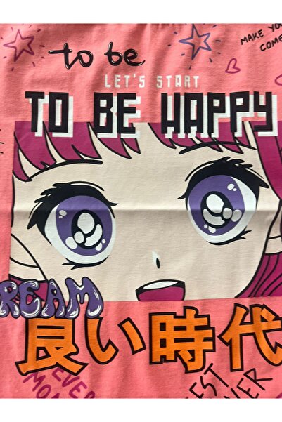 BY-GRİ Anime Printed Short Sleeve Girls T-Shirt