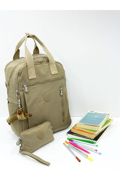 H&D COLLECTİON Unisex Water Resistant Crinkle Fabric Backpack and Wallet Type Hanging Pen Holder
