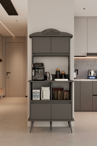 moldesan Forme MDF gri raflı kahve köşesi 172 cm