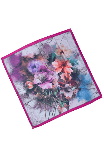 mim eşarp Enba Floral Patterned Cotton Scarf 90X90 cm