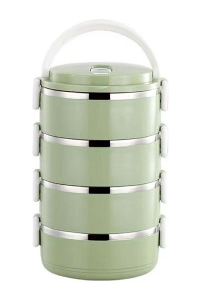 Generic 4 Stackable Lunch Box, Portable Stainless Steel Bento Box Food Storag...