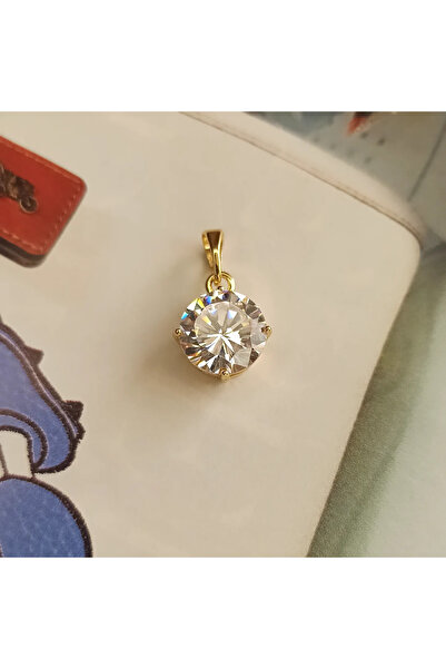 LydiaHealingDesings Xuping Zirkon Taşlı Büyük Boy Tektaş Kolye Ucu Gold