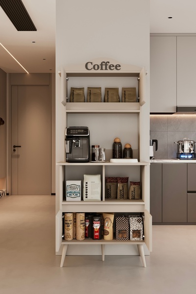 moldesan Forme MDF bej raflı kahve köşesi 172 cm