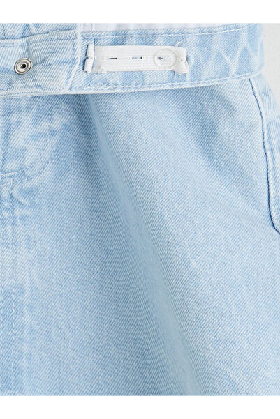LC Waikiki Indigo Beli Ayarlanabilir Lastikli Kız Çocuk Jean Etek
