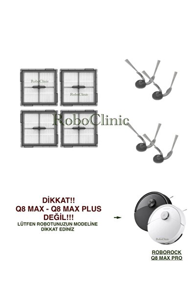 Roboclinic Roborock Q8 Max Pro (Μοντέλο 2025!!) Ανταλλακτική πλαϊνή βούρτσα συμβατή με ρομπότ ηλεκτρική σκούπα, φίλτρο Hepa-8 τεμάχια