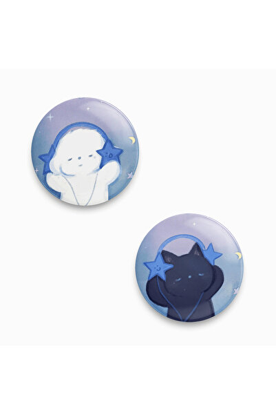 rebelberi Müzik Dinleyen Kediler 2li Couple Arkadaş Rozet