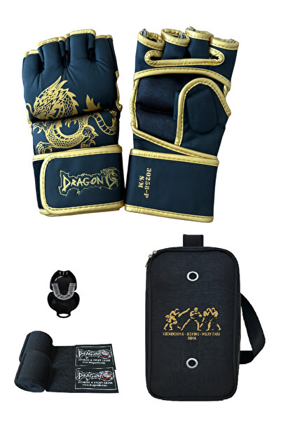 Dragondo GOLD FURY MMA Eldiveni Bandaj Dişlik ve Taşıma Çantası 4’lü Set – Pr...