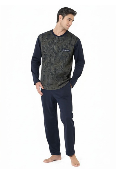 Pierre Cardin Men's Jacquard 2-Piece Long Sleeve Pajama Set -Boxed Ch.6.111.C0