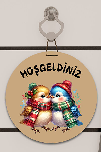 Dormot Decor pentru ușă cu imprimare digitală maro, cu model de păsări drăguț...