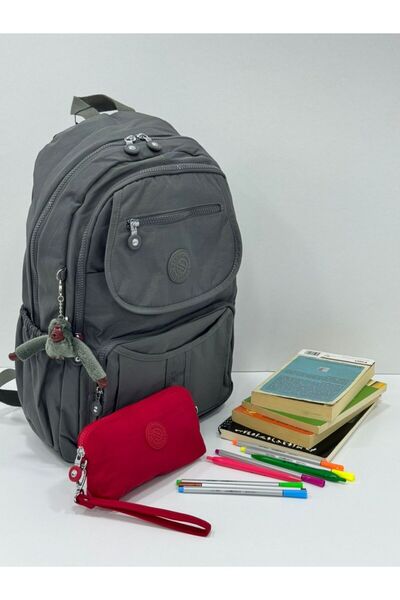 H&D COLLECTİON Unisex Water Resistant Crinkle Fabric Backpack with Laptop Compartment and Hanging Pen Holder