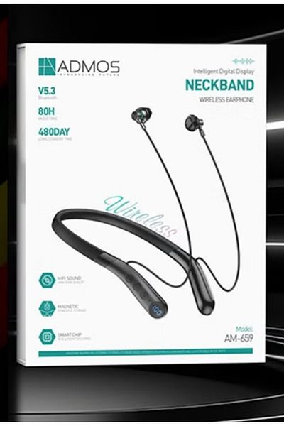 ADMOS Wireless Neckband Headphone AM-659 With HiFi Sound | Intelligent Smart Chip | Bluetooth 5.3 ..