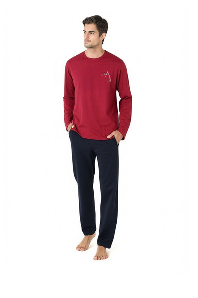Pierre Cardin Erkek Yeni Sezon Bisiklet Yaka Uzun Kol Pamuk Ev Giyim Pijama Takımı VRP.C.P61E03.Y01