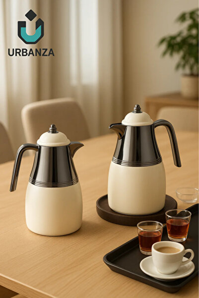 Urbanza طقم ترمس أنيق - قطعتان من أباريق الشاي والقهوة المعزولة