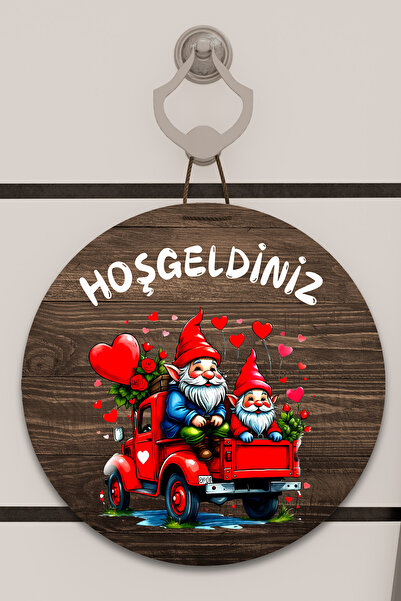 Dormot Цифровий друк на дереві, прикраса для дверей з малюнком милих гномів, прикраса для стін