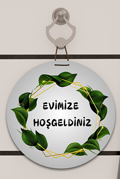 Dormot Decor pentru ușă cu model de cerc cu frunze gri, ornament de perete, i...