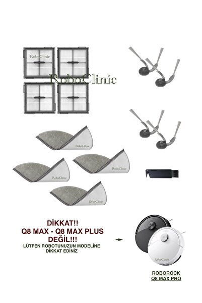 Roboclinic روبروك Q8 ماكس برو (موديل 2025!!) فرشاة جانبية بديلة متوافقة مع المكنسة الكهربائية الروبوتية، فلتر Hepa، ممسحة - 13 قطعة