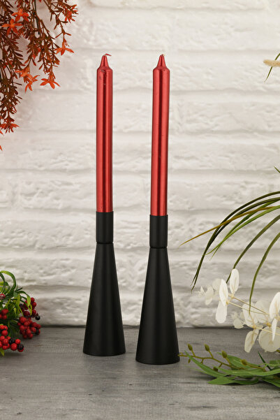 AKSESUAR EVRENİ Gualo Siyah Mumluk Dekoratif Şamdan Düz Taban Paslanmaz Kapla...