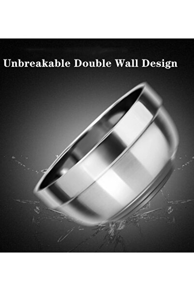 Bin Shihoun Set of 10 Lightweight Double-Wall Stainless Steel Bowls 11.5cm 200ml