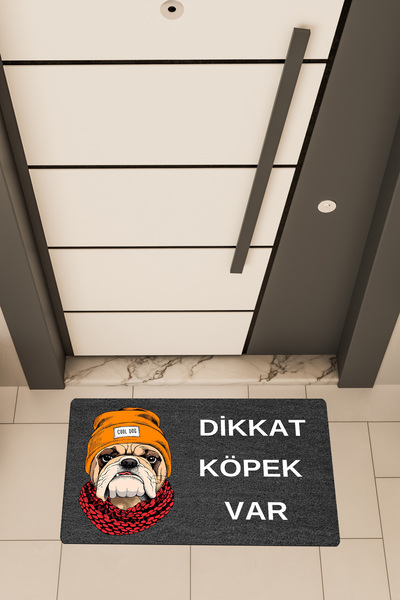 Dormot Quality Digital Printing Black, Caution Dog Varr Themed Door Mat