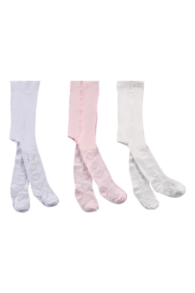 diamondstar Computerized Heart Embossed Girls Pantyhose 3/12 Years