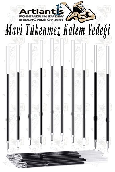 Artlantis Plastik Tükenmez Kalem Yedeği 10 Adet 10.7 cm Tükenmez Kalem İçi Ye...