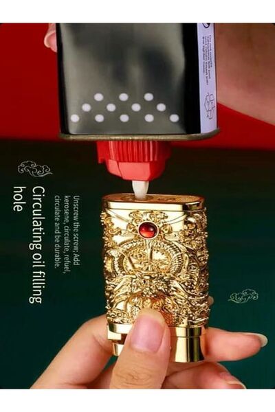 H.D ÇAKİBİÇAK DÜNYASİ Ejderha Yeniden Kullanılabilir Antika Yumuşak Alev Çakmak Yakıt Deposu Metal Taşlama Çarkı Gazyağı