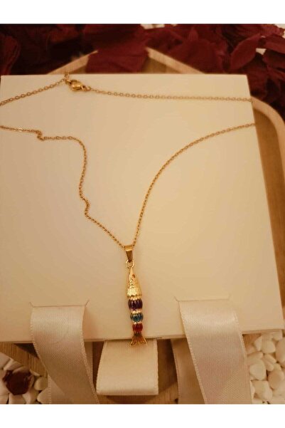 Mara Renkli balık uç çelik kolye