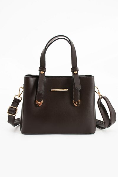 H&D COLLECTİON Women's 4 Compartment Simple Stylish Shoulder and Hand Bag with Gold Accessories