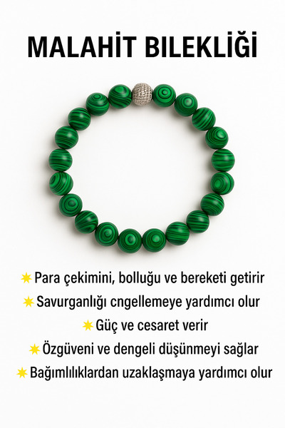 Katha Ritüel Doğal Malahit Taşı Bileklik – Bereket, Koruma ve Huzur