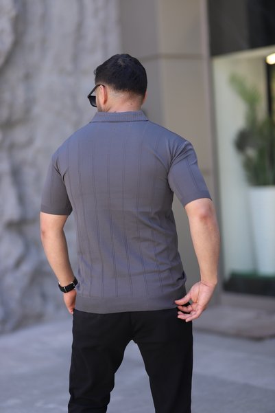 cto your style Zippered Polo Neck Knitwear T-Shirt