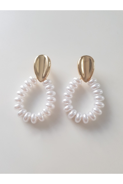 morjivert أقراط من اللؤلؤ على شكل قطرة ذهبية