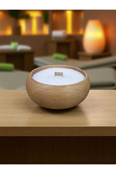 COCOS CANDLES Lavanta Kokulu %100 Doğal Soya Wax Ahşap Kase Mum 9 cm Rahatlat...