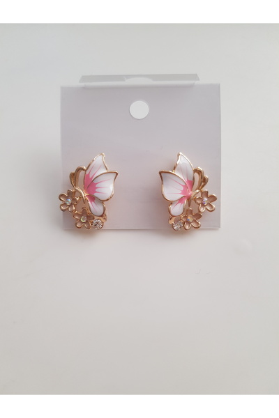morjivert KELEBEK FİGÜRLÜ PEMBE RENKLİ KÜPE