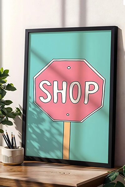 Saturn Shop Sign Framed Painting - Pop Art Poster Painting