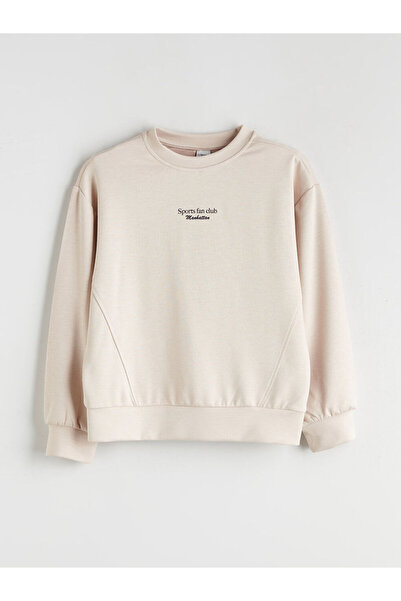 LC Waikiki Beige Crew Neck Girl's Sweatshirt