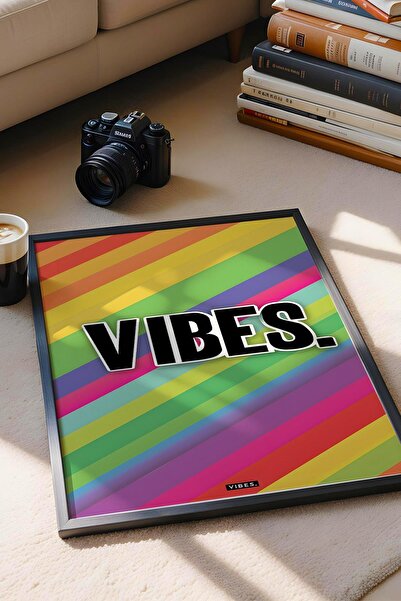 Saturn Vibes Rainbow Positive Energy Framed Painting - Pop Art Poster Painting