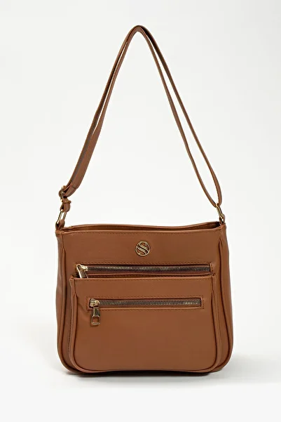 H&D COLLECTİON Women's Adjustable Cross Strap, Four Pocket Tan Shoulder Bag