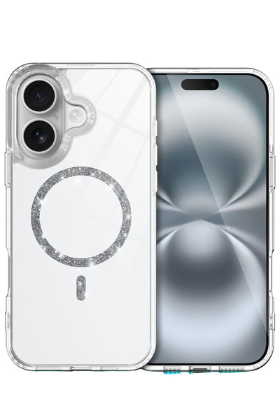 NewFace غطاء SEPETIM لهاتف Apple iPhone 16 Live Diamond MagSafe - شفاف