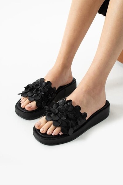 pabucmarketi Black Women's Flat Slippers