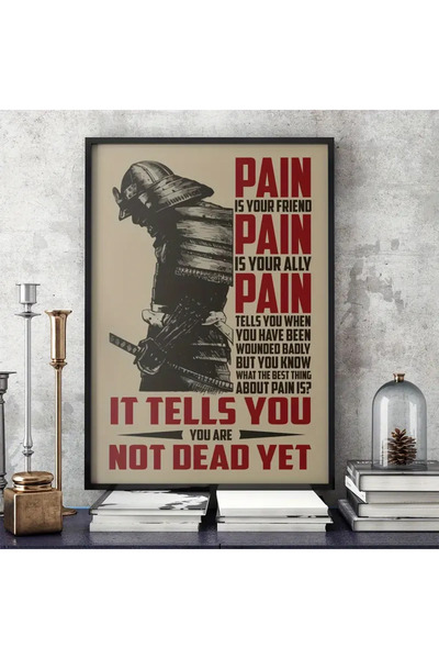 512 STORE Japon Samuray Motive Sözler Spor Salonu Duvar Dekor Çerçevesiz Post...