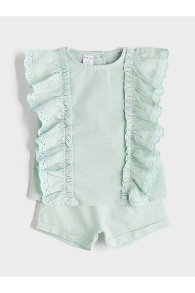 LC Waikiki Lcw Baby Ruffle Baby Girl Blouse and Shorts 2-Pack